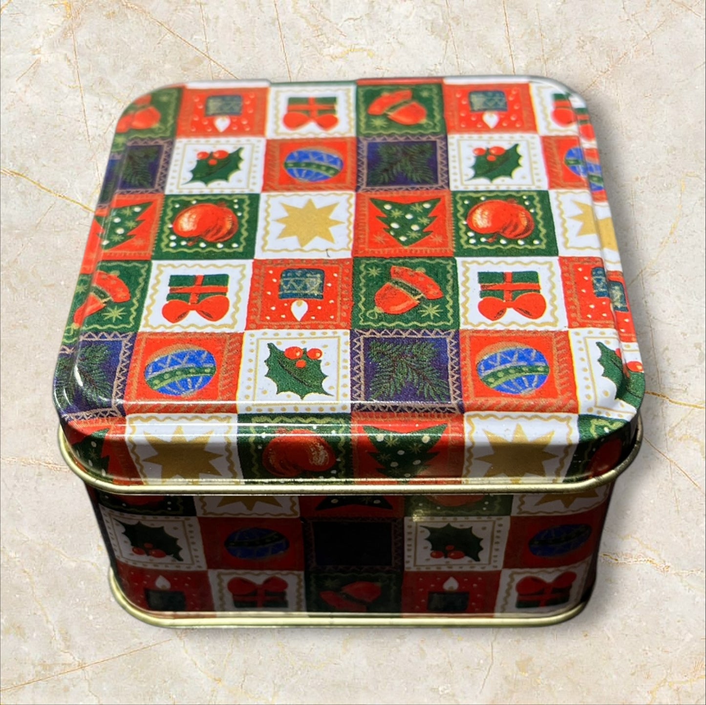 Metal Christmas Tin Large square