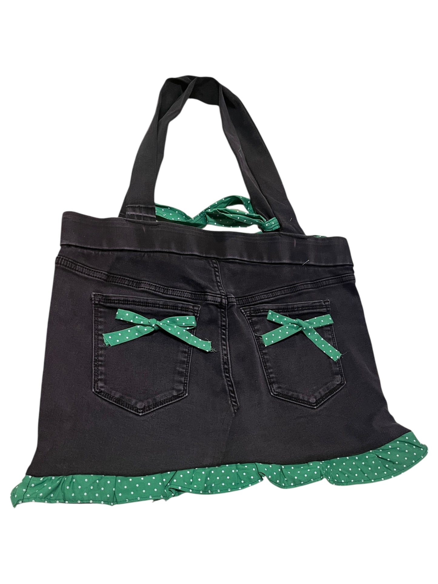 Black Jean bag with green details