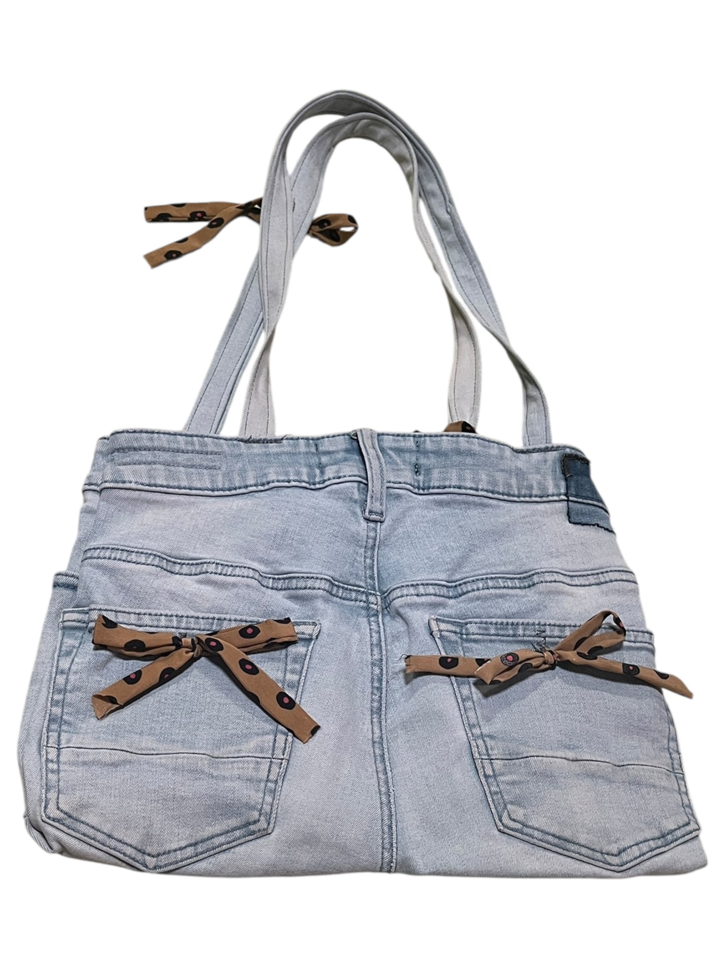 Light blue Jean bag fabric bows and scrunchie