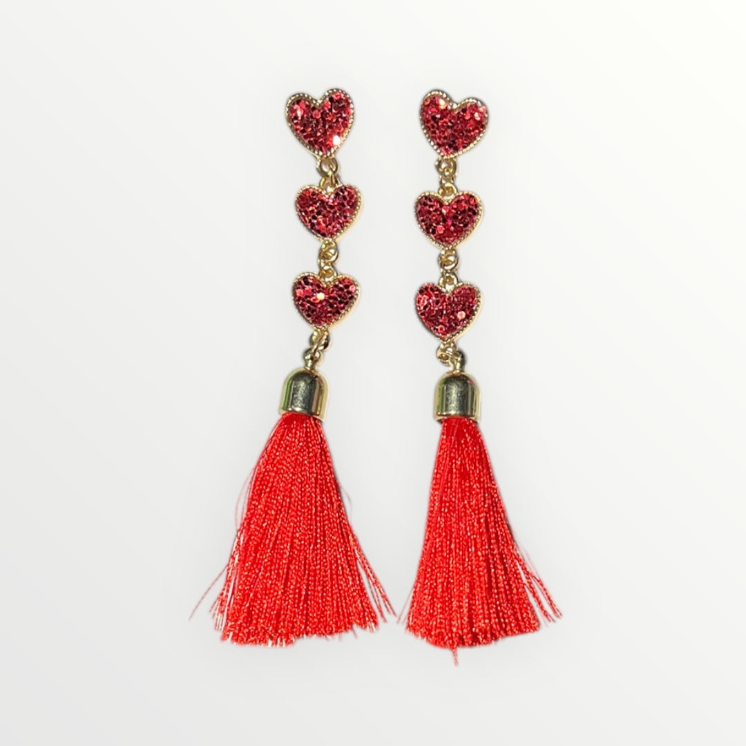 3 Hearts Dangle Earrings