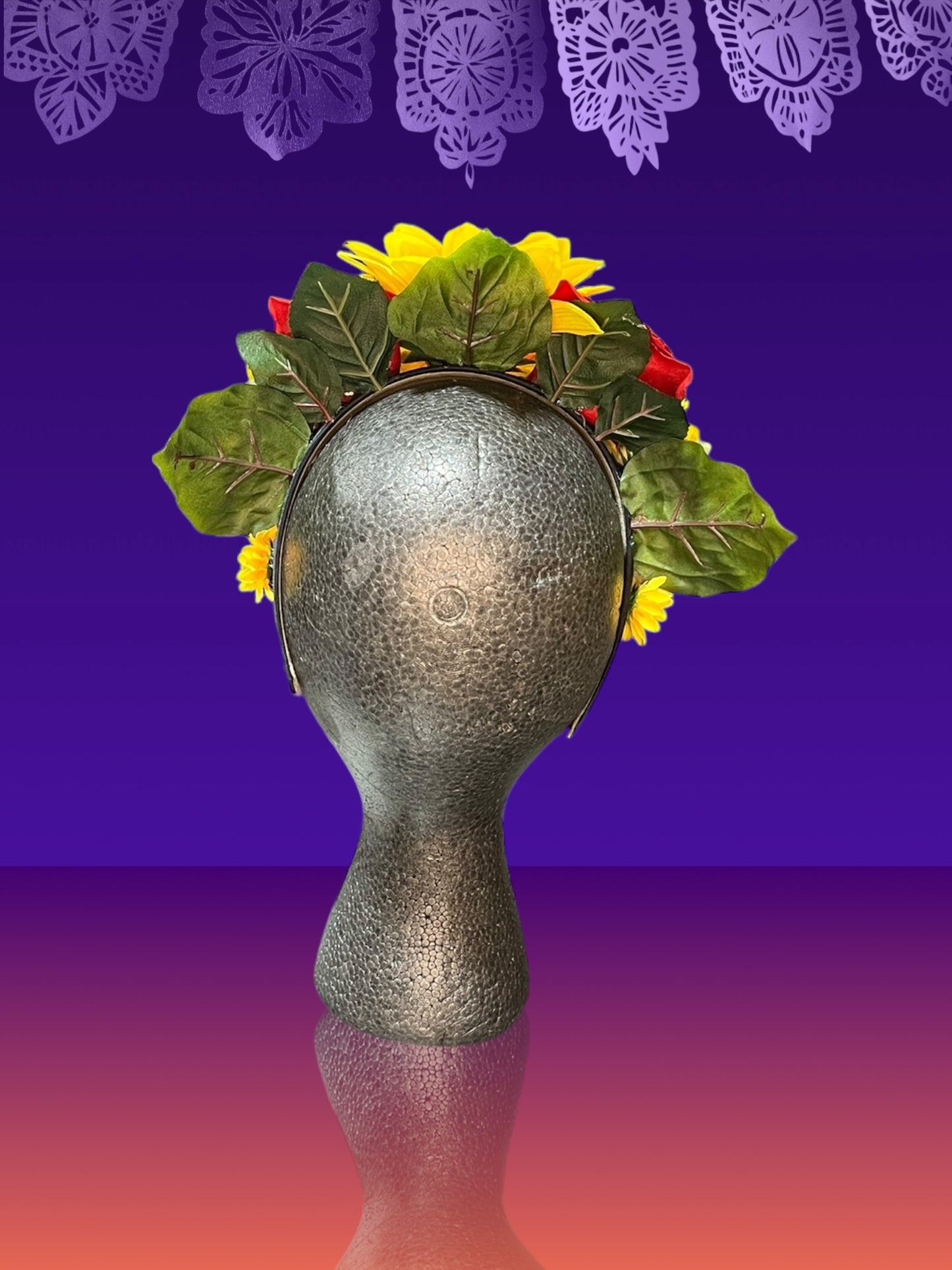 Sunflower and Roses Crown Headband