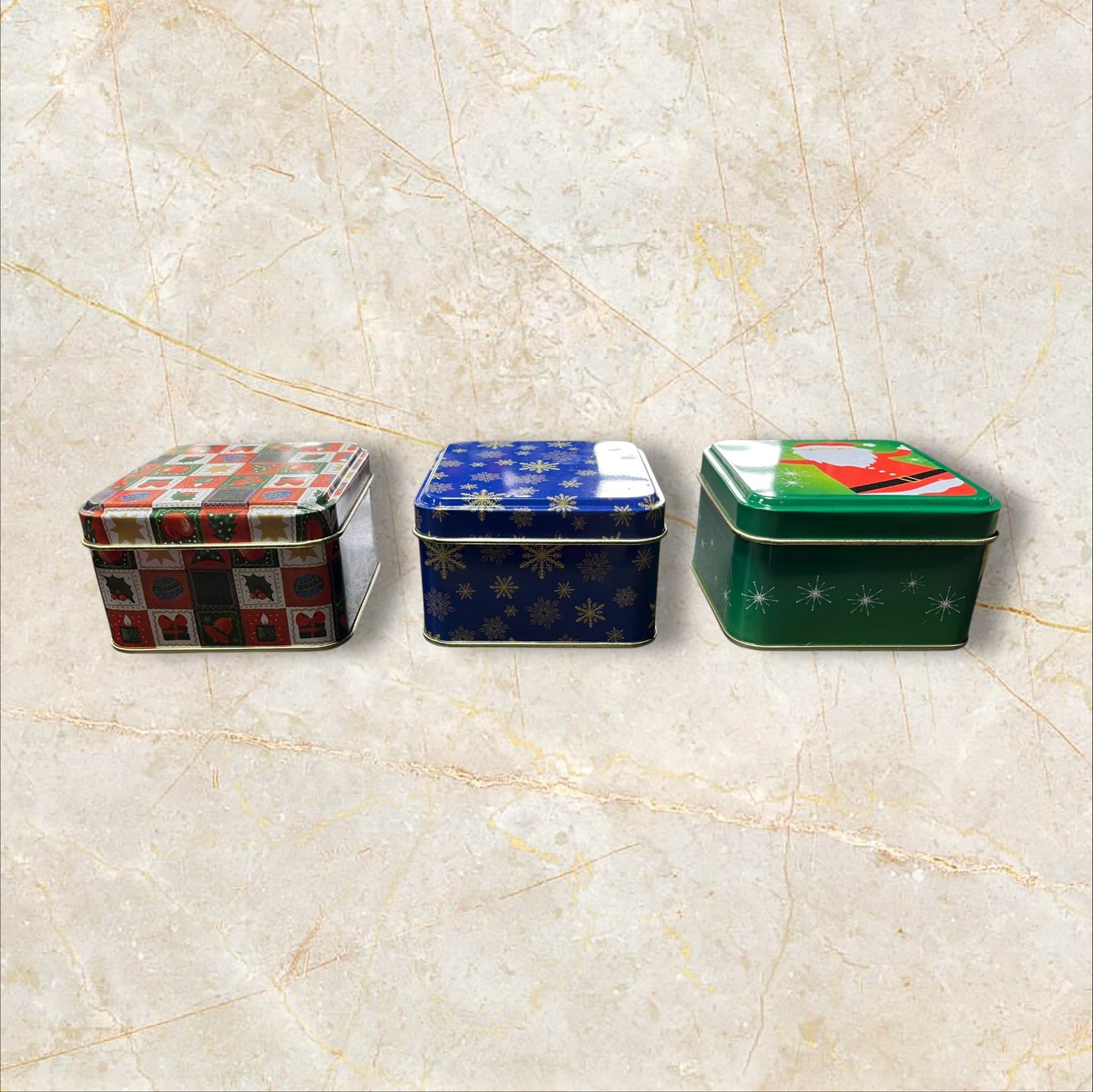Metal Christmas Tin Large square