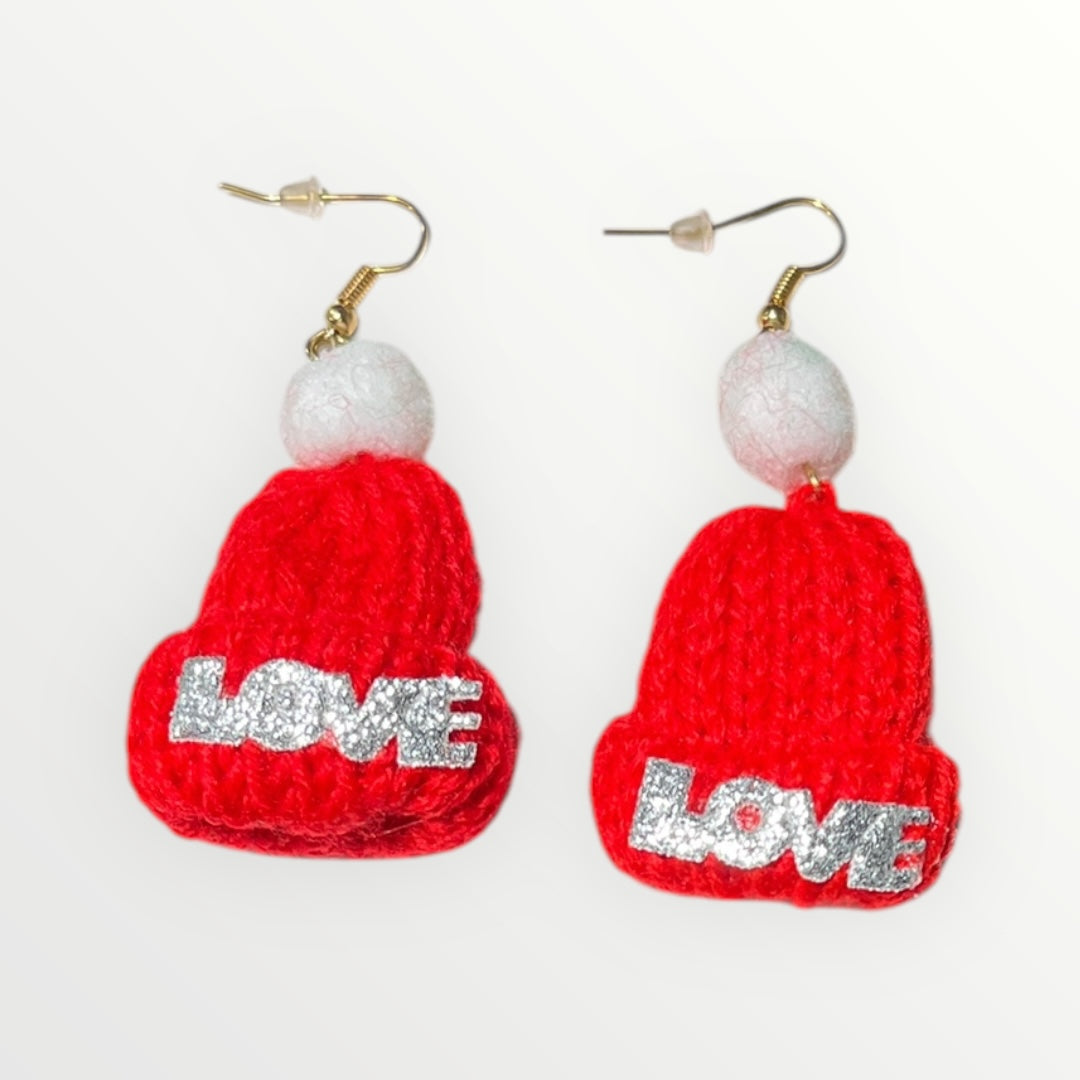 Christmas yarm earrings