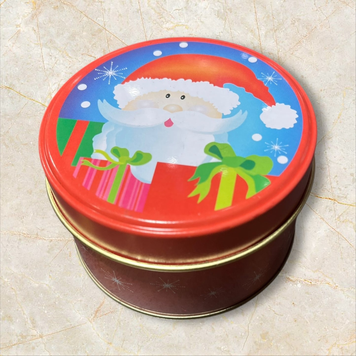 Metal Christmas Tin Large round