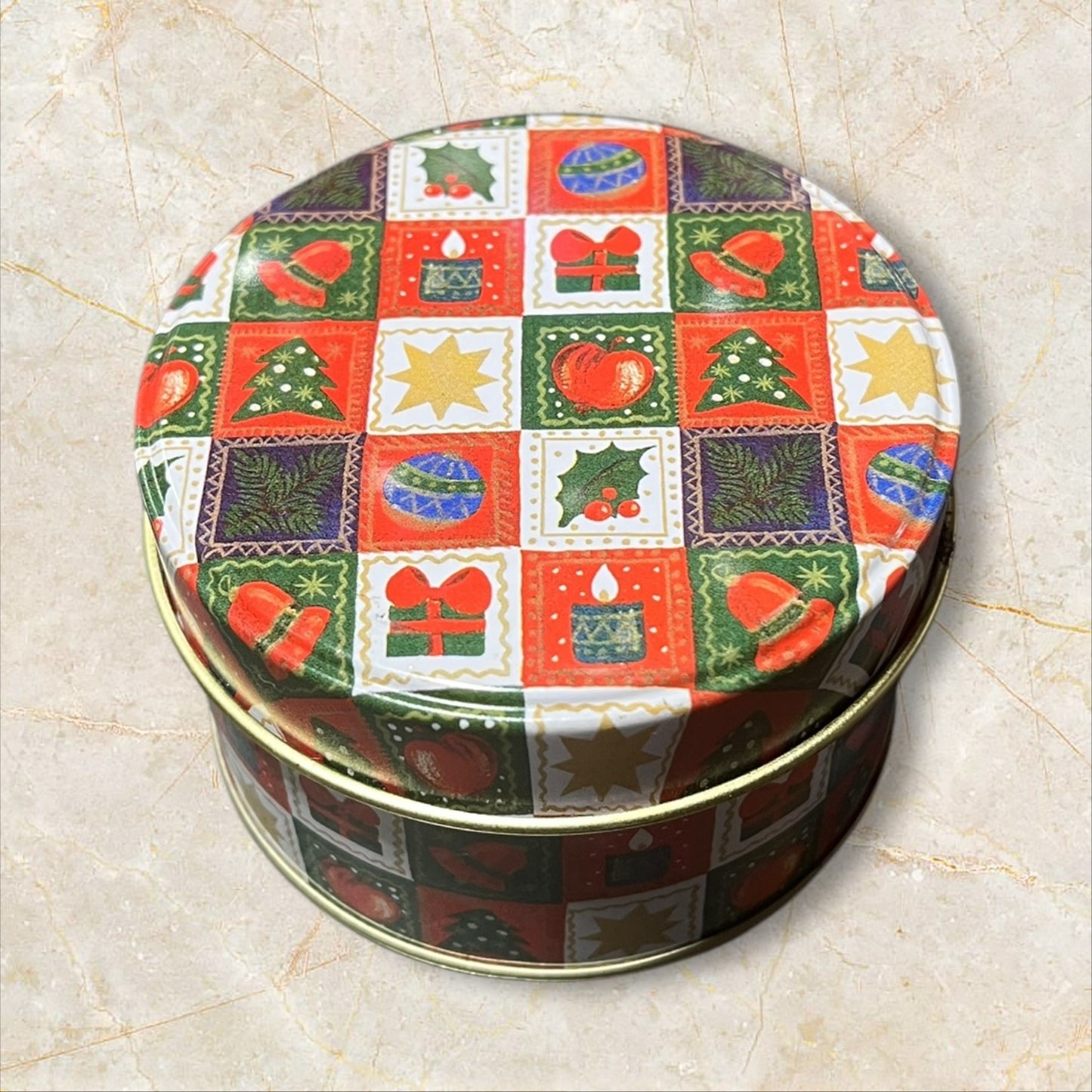 Metal Christmas Tin Large round