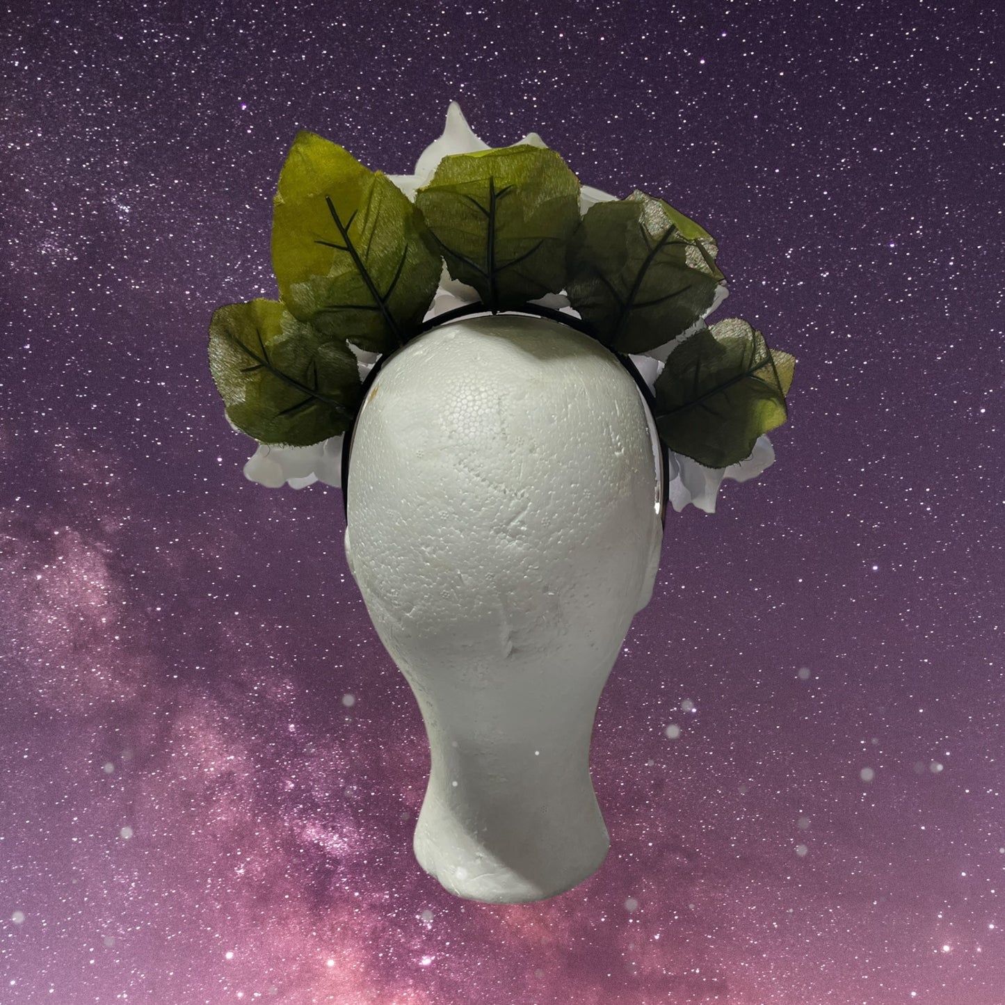 White Rose Crown Headband