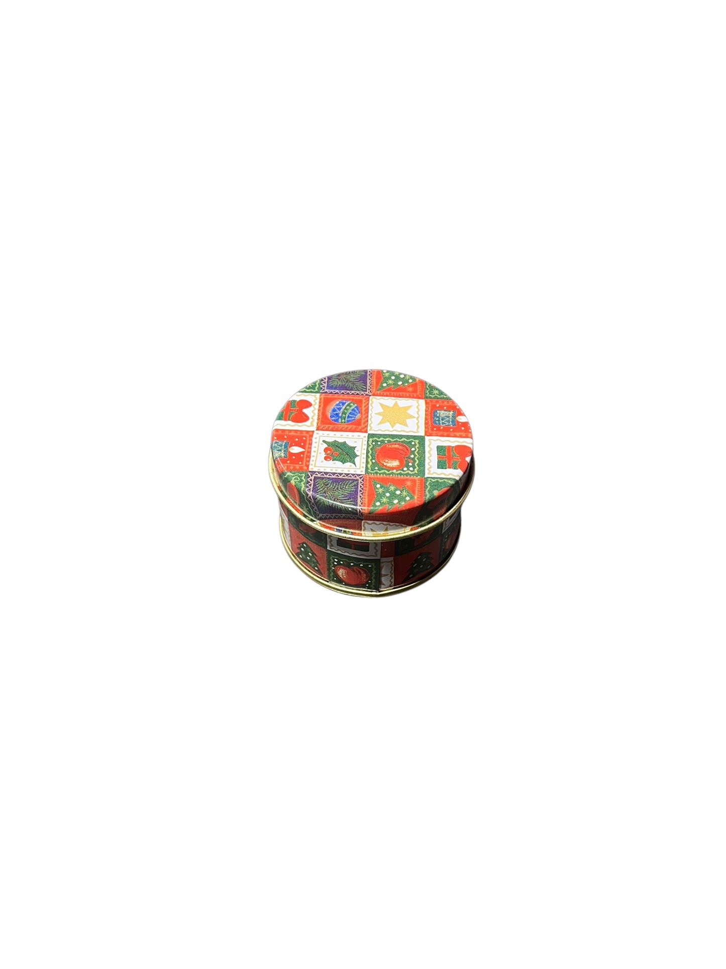 Metal Christmas Tin Small round