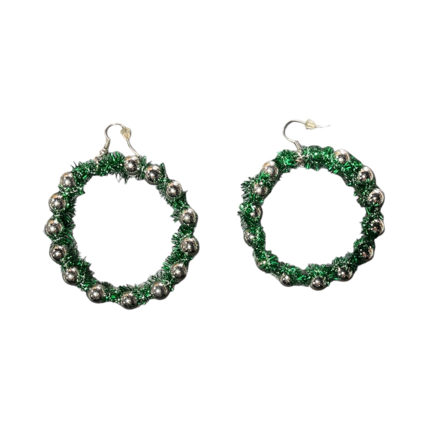Christmas wreath with ornaments earrings