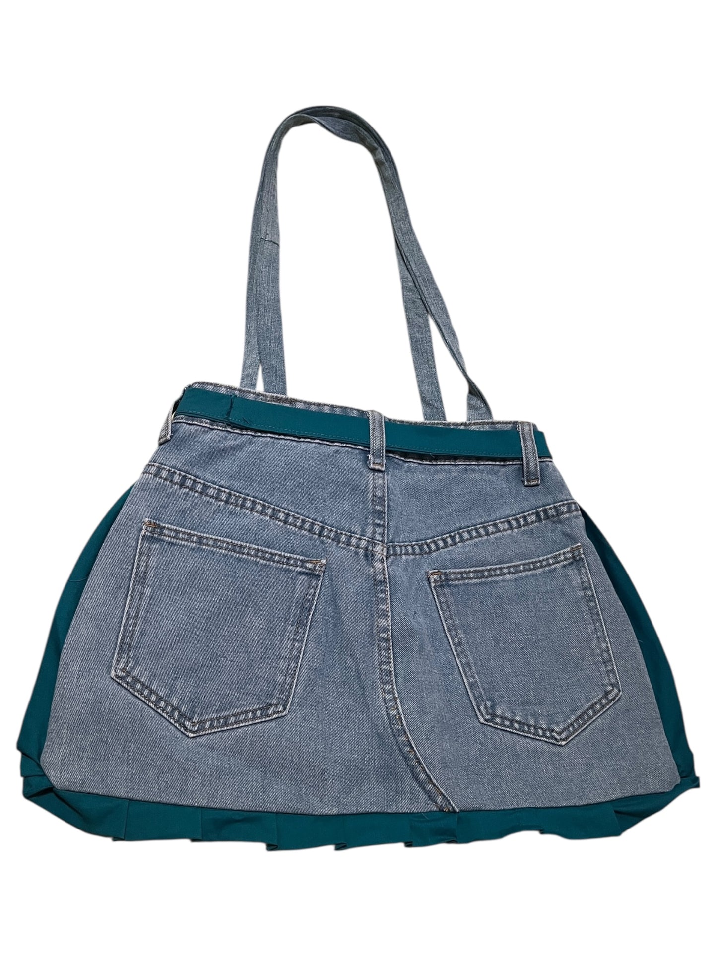 Light blue denim Jean bag with teal details