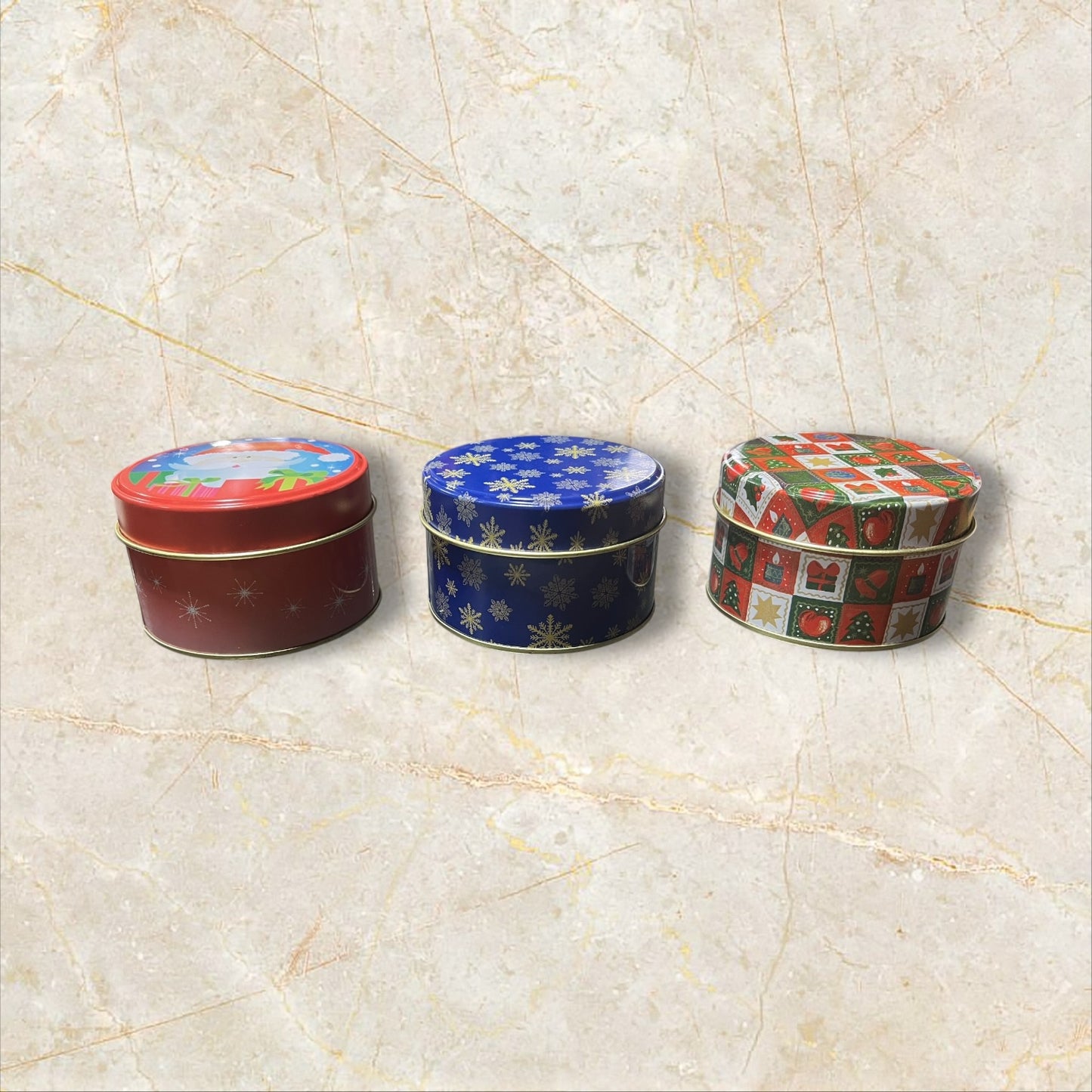 Metal Christmas Tin Large round