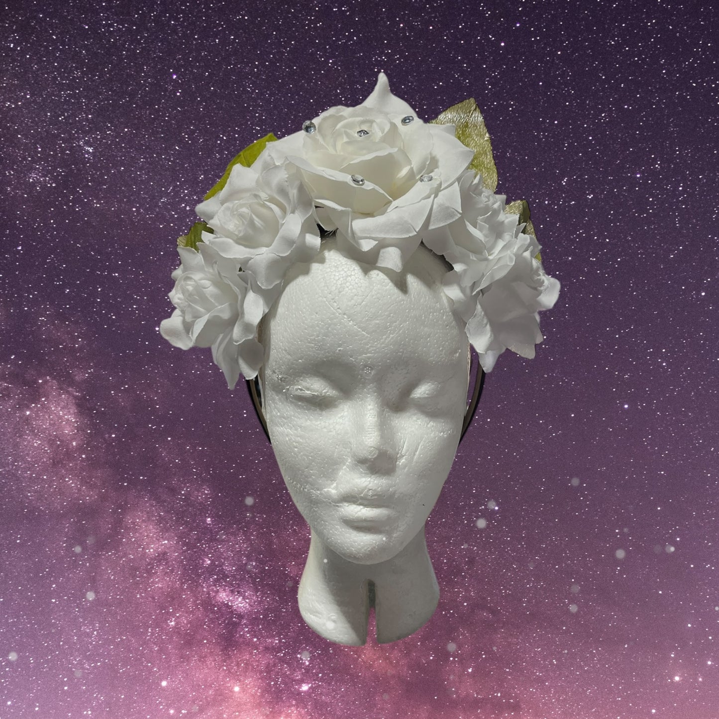 White Rose Crown Headband