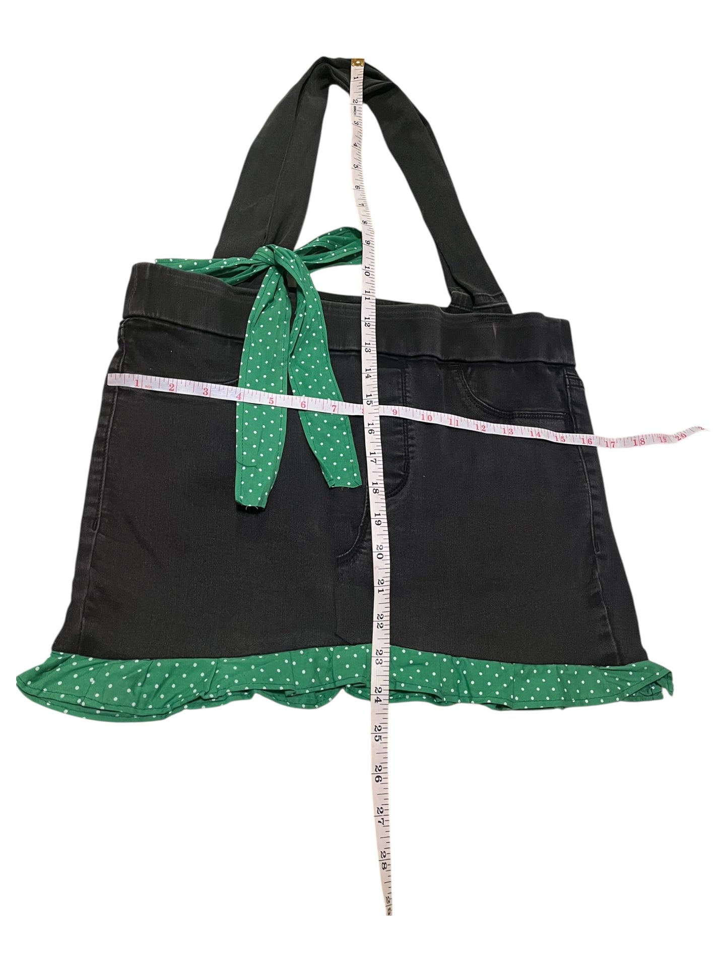 Black Jean bag with green details