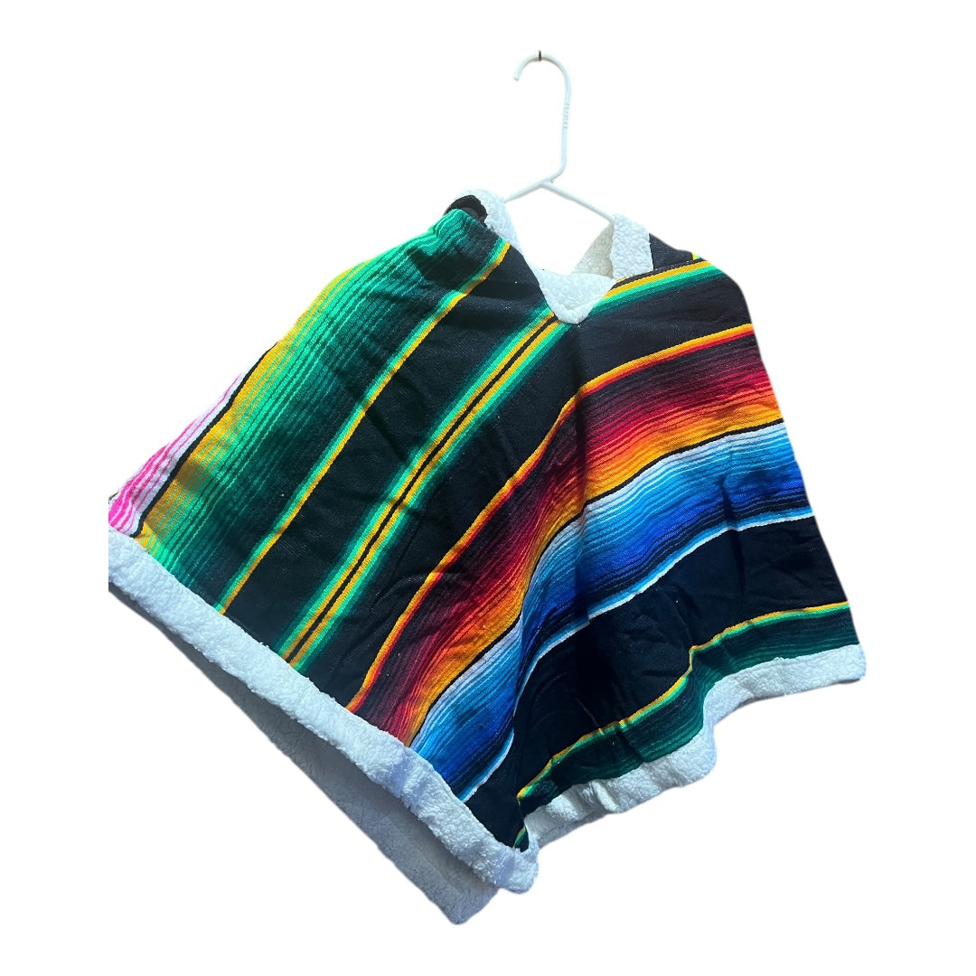 Poncho cape with hood fleece lining