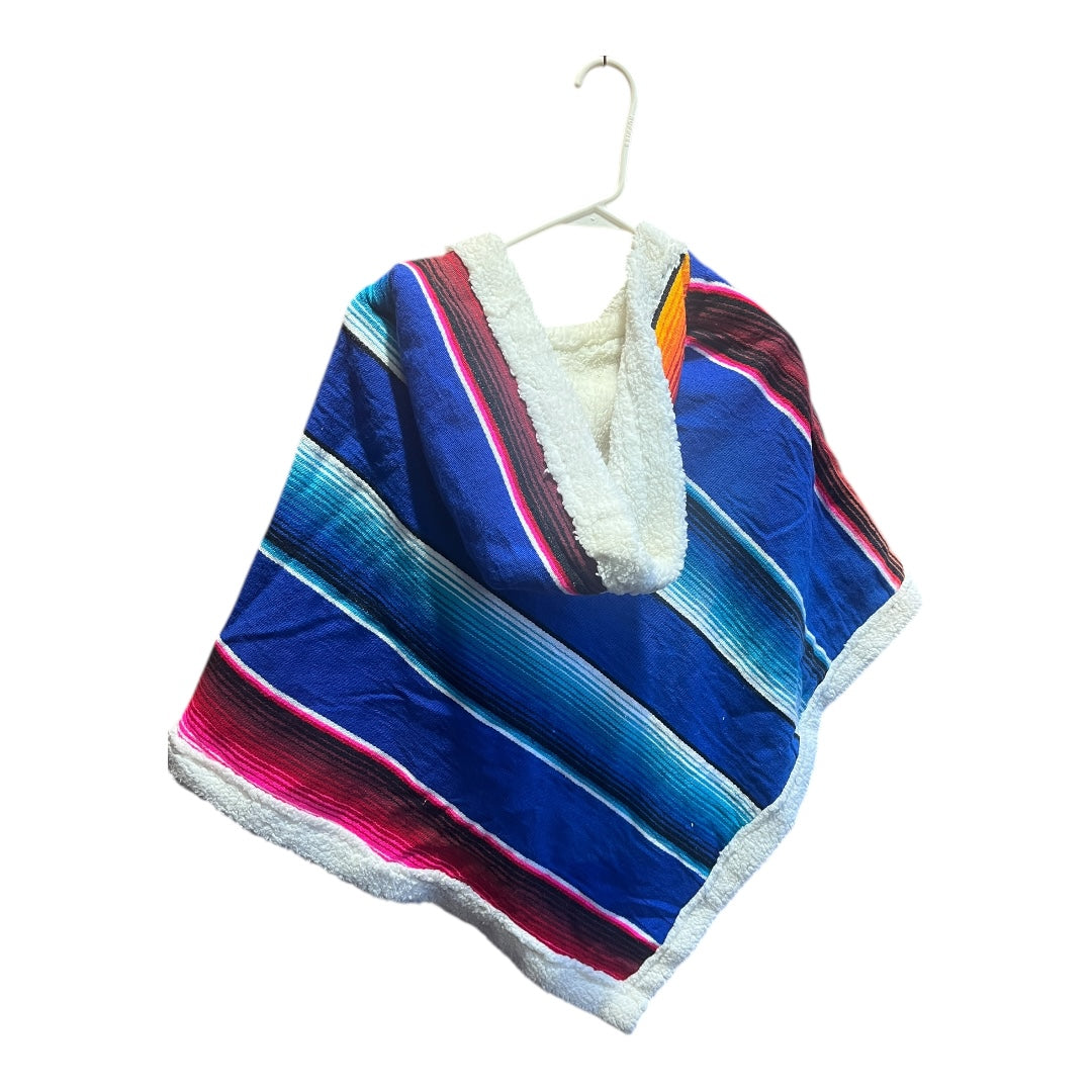 Poncho cape with hood fleece lining