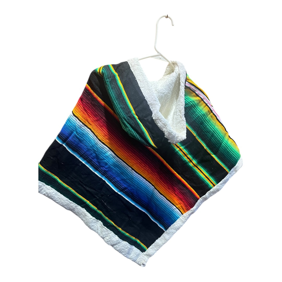 Poncho cape with hood fleece lining