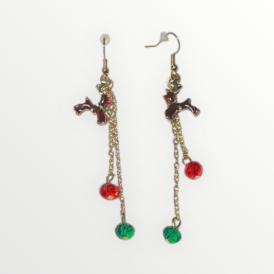 Christmas reindeer dangling earrings