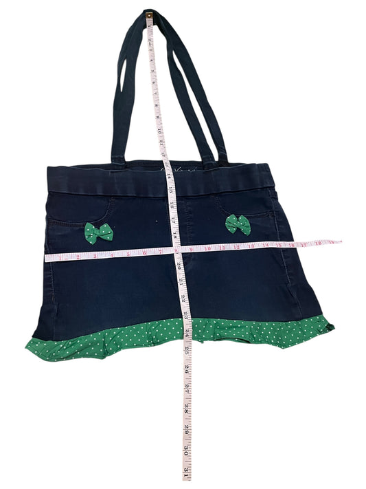 Dark blue Jean bag with green details