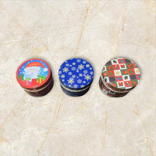 Metal Christmas Tin Large round