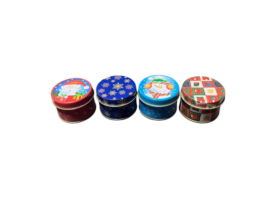 Metal Christmas Tin Small round