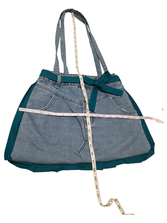 Light blue denim Jean bag with teal details
