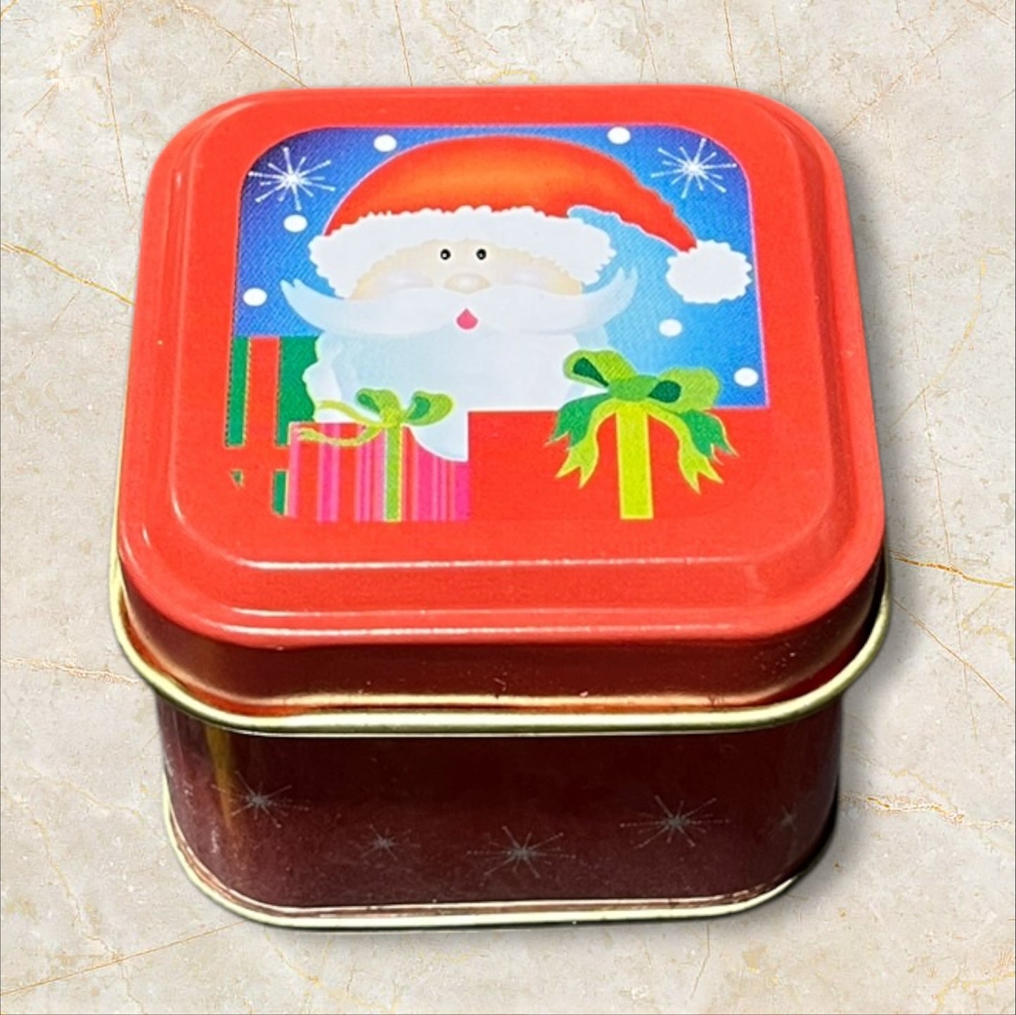 Metal Christmas Tin small square