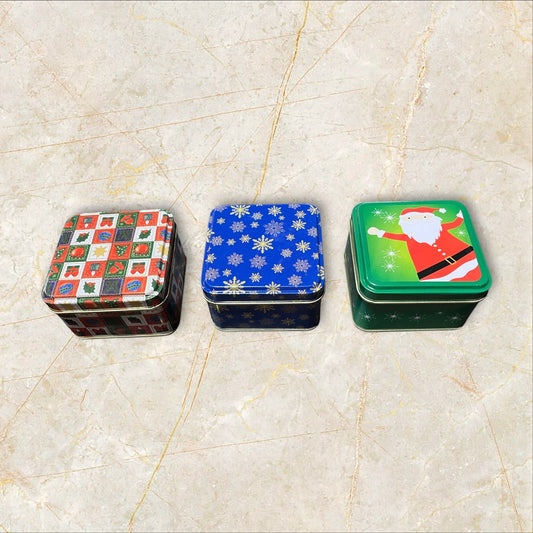 Metal Christmas Tin Large square